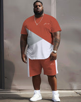 Street Casual Red White Gray Color Block Printing Large Men's Suit